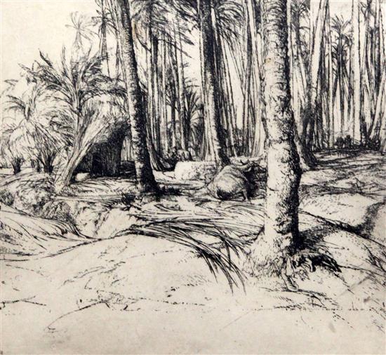 Raymond Teague Cowern (1913-1986) Stripping palm leaves near Mitrahina 6.25 x 7in.